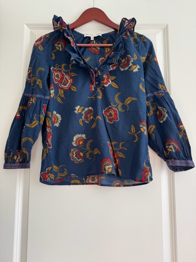 Madewell Breathable Long Sleeve With Frilly Neckline
